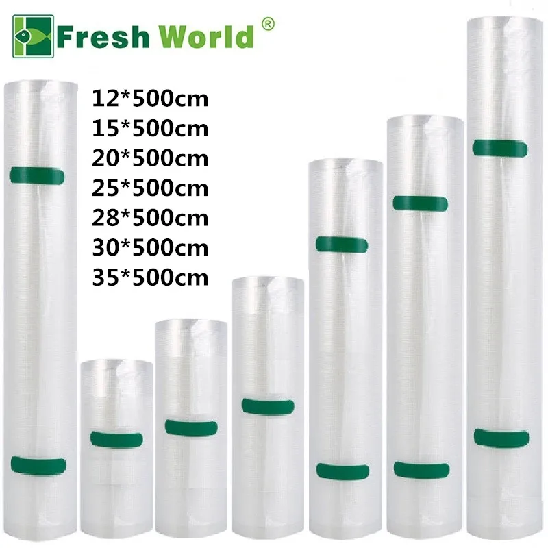 Vacuum Food Sealer Bags Roll Storage For Kitchen Packaging Sealing Machine Fresh Keeping 12 15 20 25 28 30 35*500cm BPA Free 