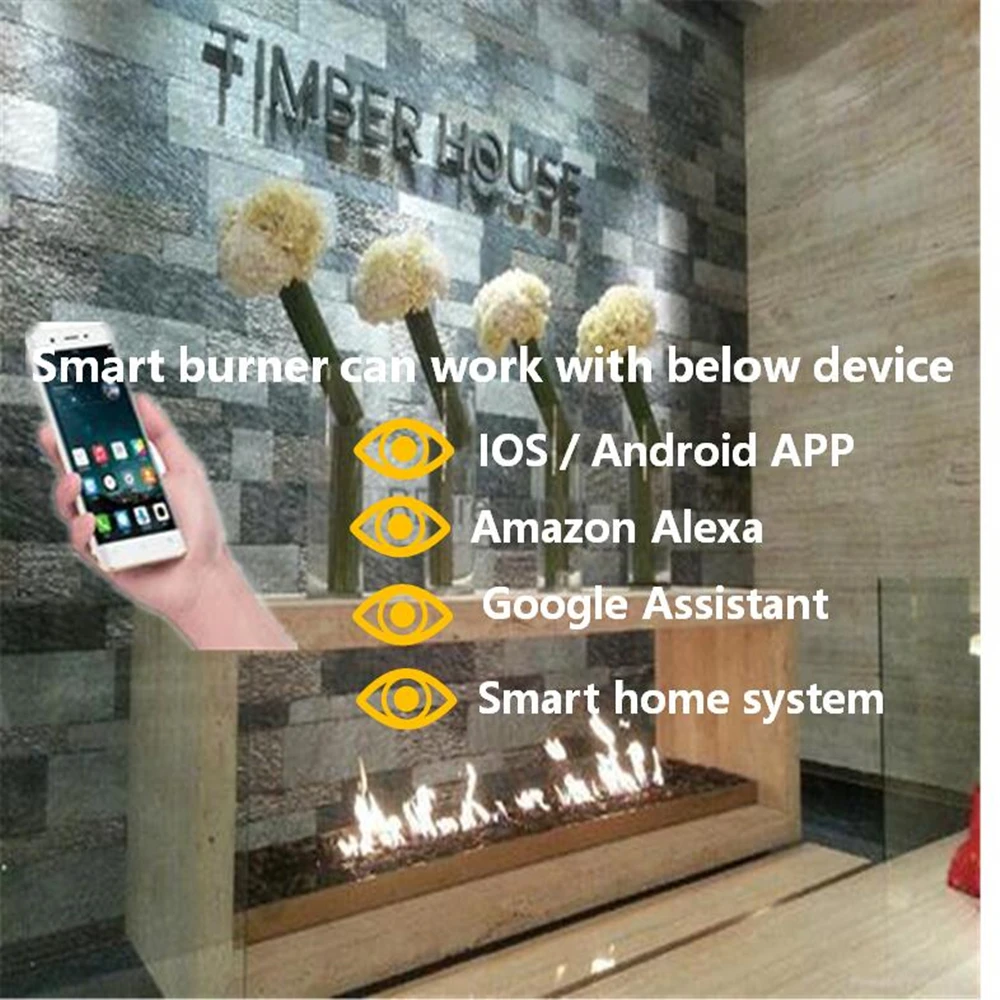 

60 inch Remote Control Auto Smart Bio Burner Electric Fireplace Bthanol Stainless Fire