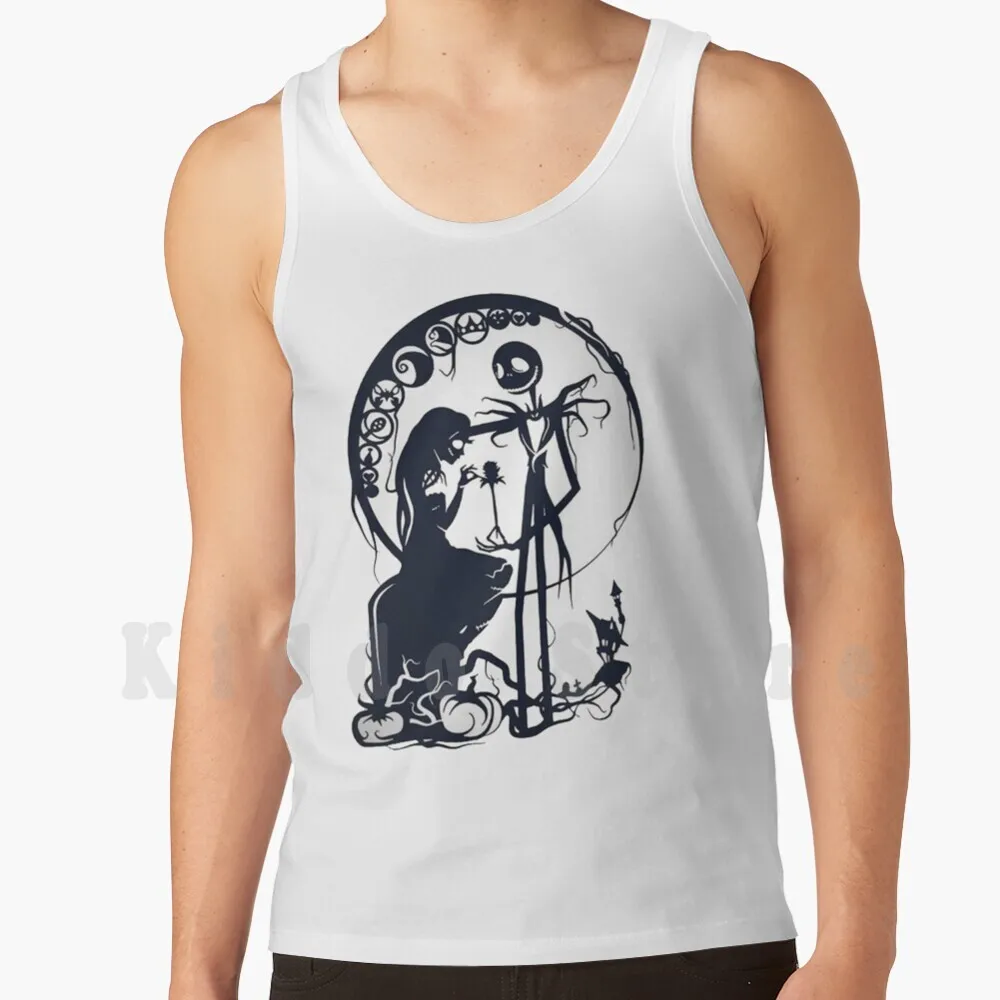 Rose For You Tank Tops Vest Sleeveless Pink Jack Skeleton Skeliton Corpse Bride Girlfriend Movie Tim Burton Black And