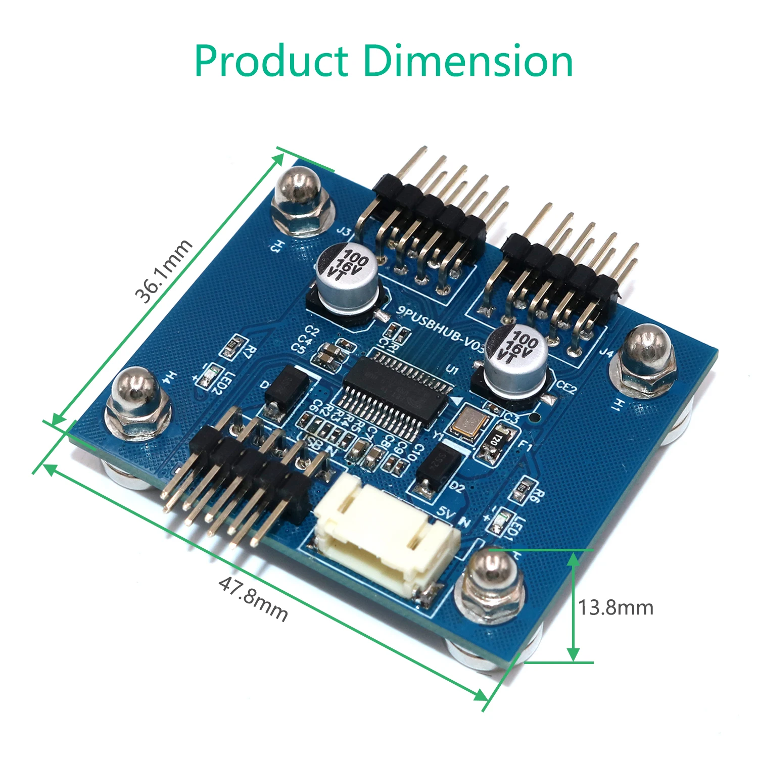 Cable USB 9Pin Motherboard Header Splitter HUB 1 to 2 Extension Cable Adapter 9-Pin Connectors with SATA Power Cable Magnet Foot