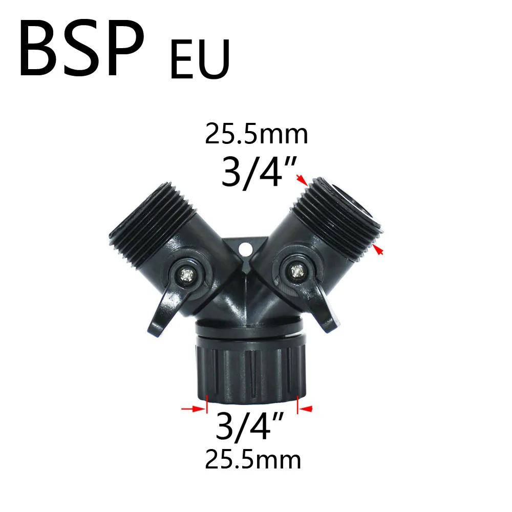 Y Type 2-Way Tap Connectors Quick Connector Garden Irrigation Water Splitter  3/4