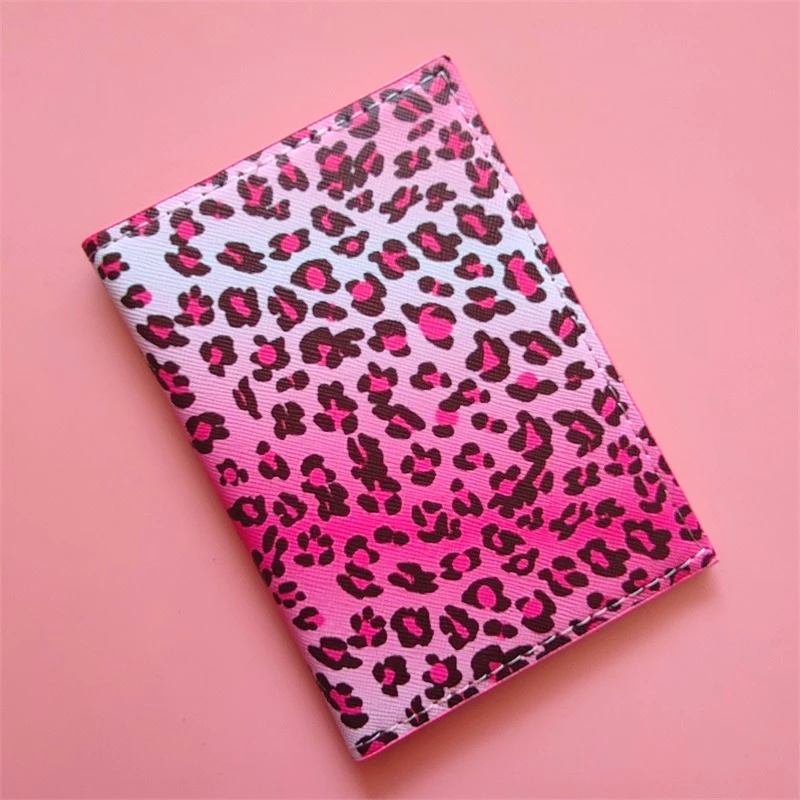 New Arrival Women\'s Leopard Print Travel Passport Cover Wallet Unisex Business Multifunction Credit Card Purse Organizer Case