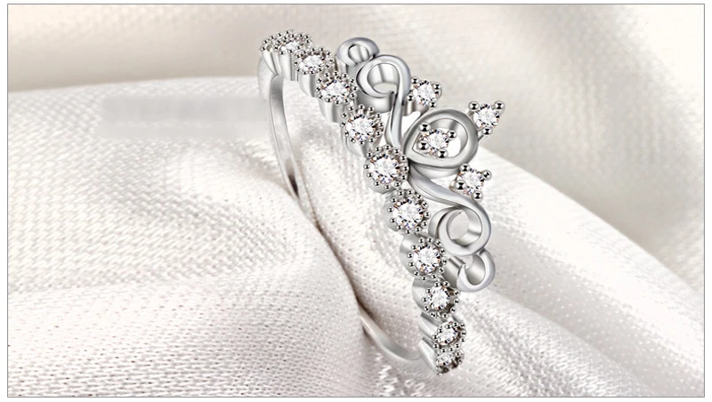 YANHUI Original Tibetan Silver  Ring Enchanted Crown Open Rings Fashion Clear Shine CZ Tiara Rings Adjustable Size R029