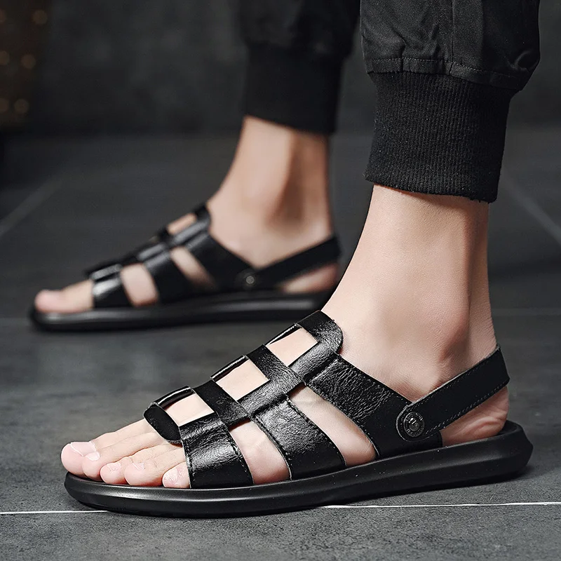 

Man Shoes 2021 Summer Genuine Leather Fashion Sandals Tenis Masculino Adulto Breathable Beach Sandals Male Zapatillas De Hombre