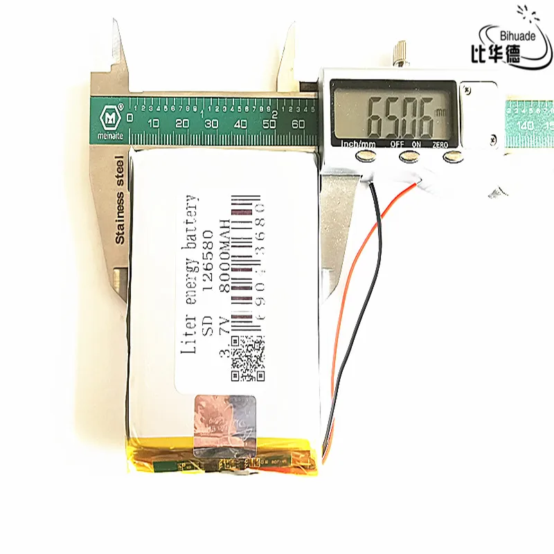 Batería de energía de litio de buena calidad de 3,7 V,8000mAH, 126580 polímero de iones de litio/Li-ion para tableta, pc, GPS,mp3,mp4