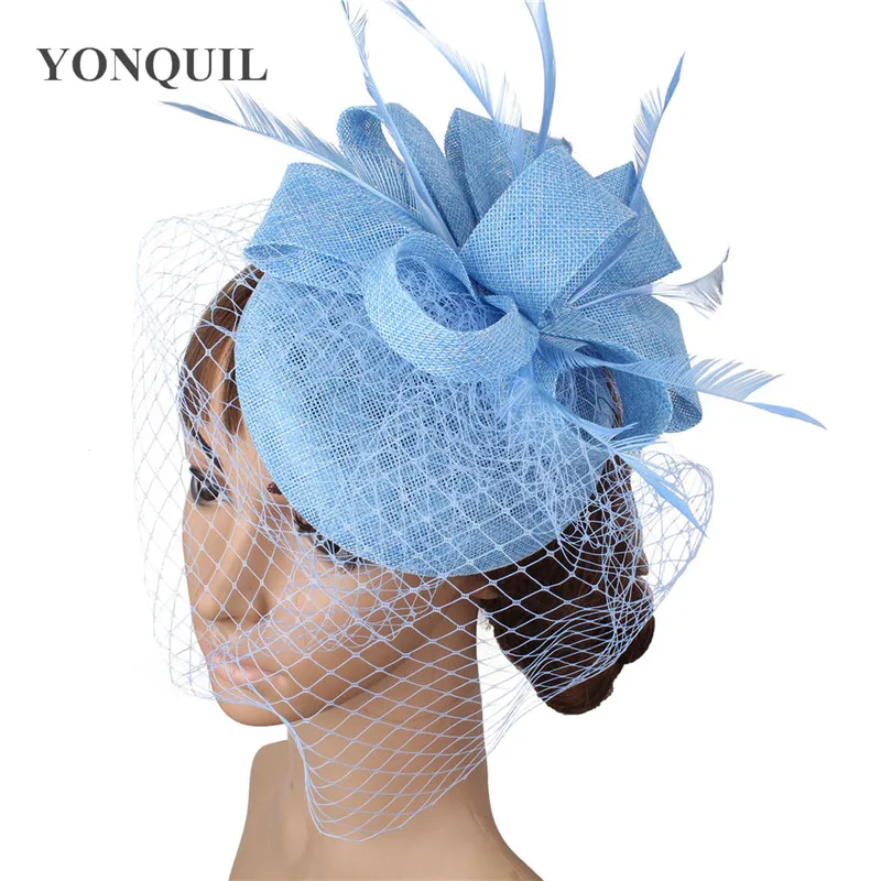 Chapeau Fascinateur en maille pour femme, pièce de sauna blanc, voile de paupières, casquette élégante, vêtements d'église, mariée, mariage, mode pour dames