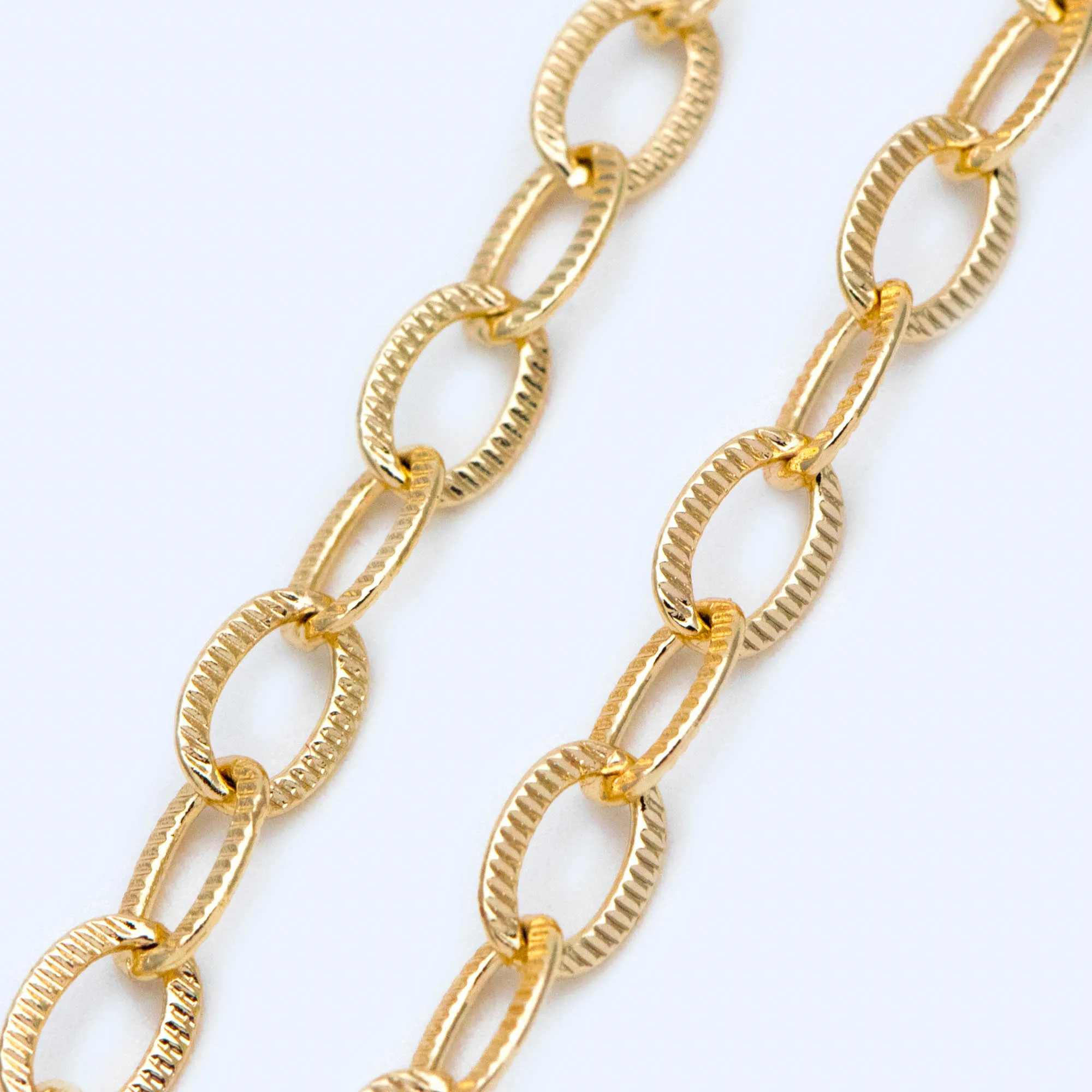 Gold Oval Cable Chain, 18K Gold Plated Brass, Oval Link Size 8x5.5mm for Necklaces Bracelets Jewelry Making (#LK-356)/ 1 Meter