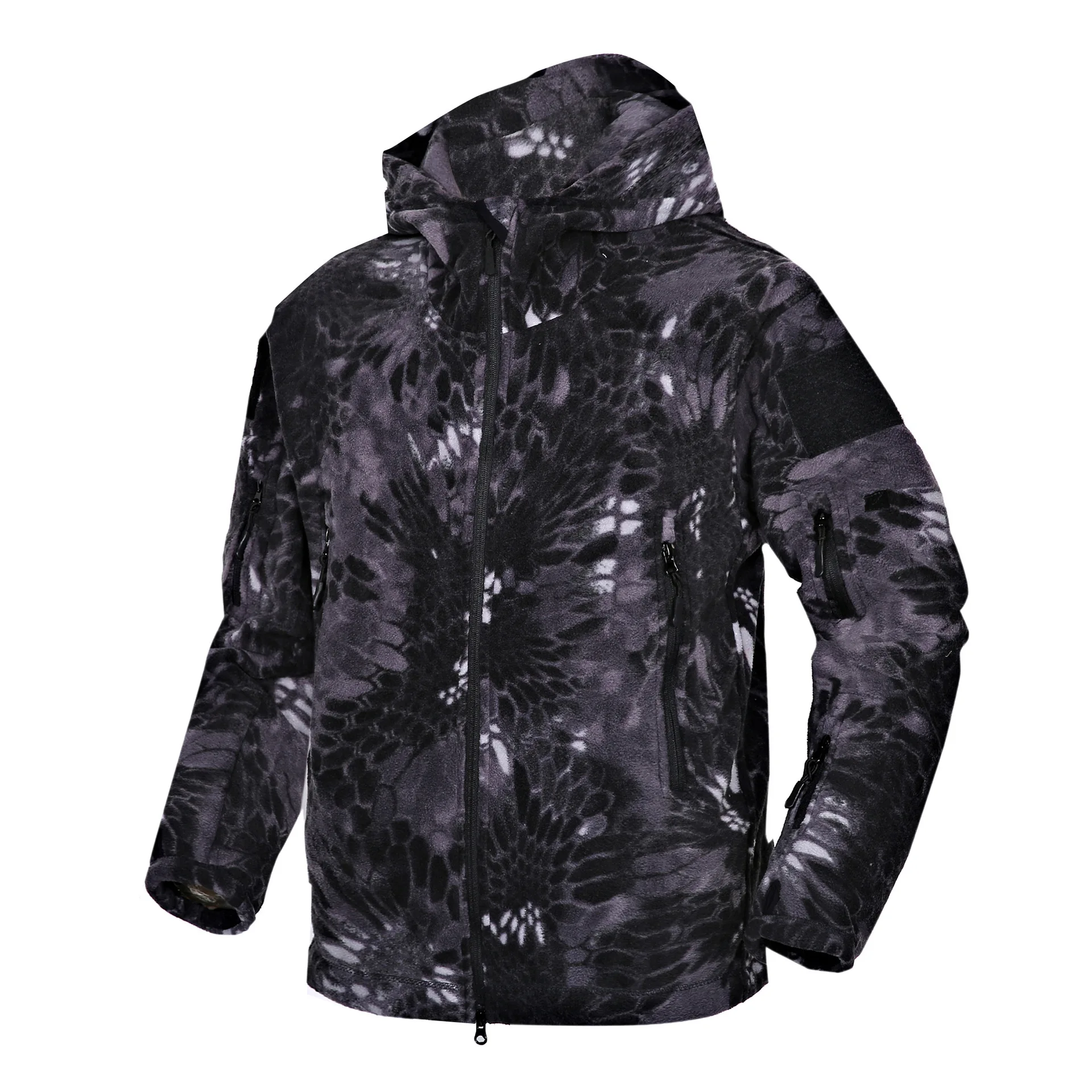 Outdoor Sports Warm Camo Jacket Winter Men Hiking Camping Cycling Training Soft Shell Thermal Hooded Fleece Coat