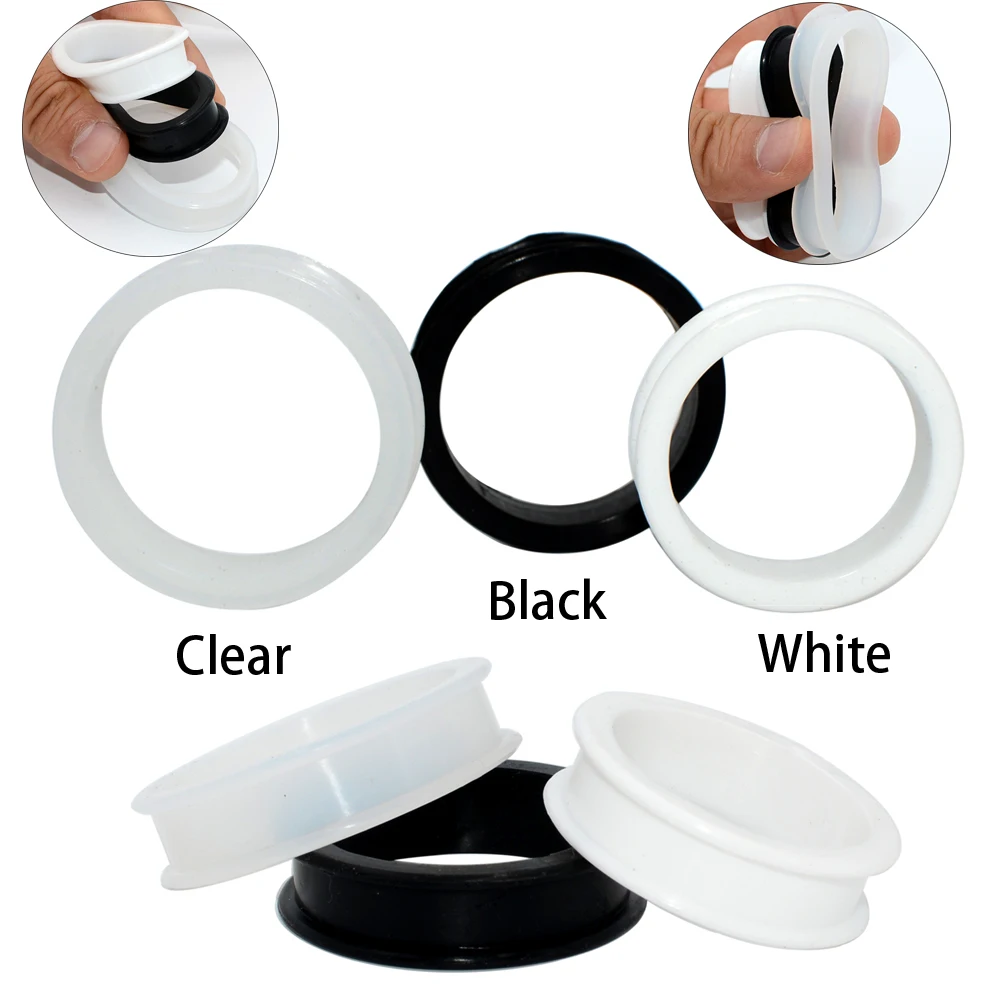 CHUANCI para duży rozmiar elastyczne silikonowe podwójne Flared Ear Flesh wtyczka tunelowa Ear Gauge Expander Piercing biżuteria