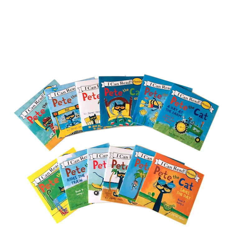 Random 4 Books 13x13cm Picture Books For Kids Children Baby English Pete Cat Series Storybook Child IQ EQ Training Bedtime Story