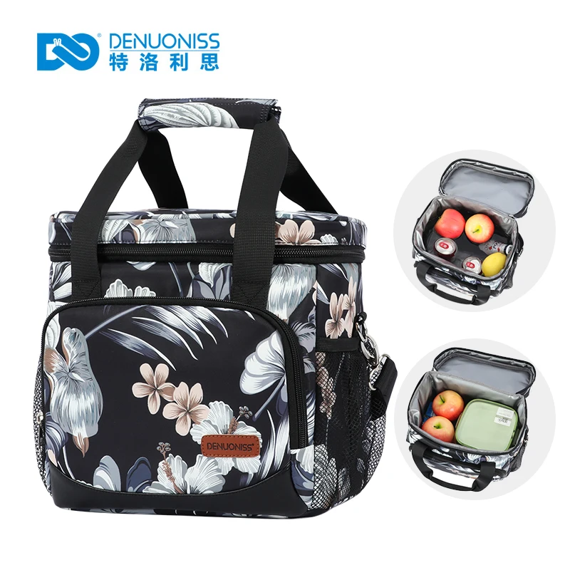 DENUONISS 2020 Latest Style Cooler Bag Printed Portable Thermal Picnic Bag For Food Women Shoulder Beer Insulated Bags