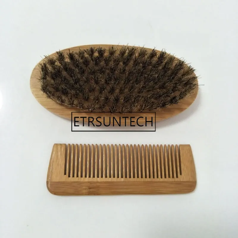 50sets Beard Brush And Comb Bamboo Hair Care Styling Man Gentleman Bristle Brush Beard Template Grooming Tools Gift