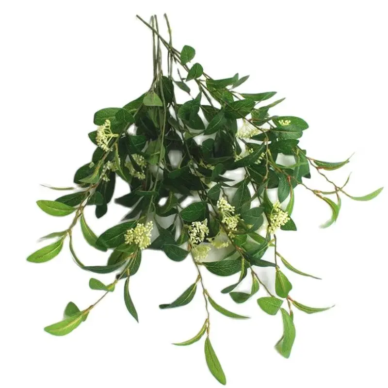 

7Pcs Fake Osmanthus Leaves Bunch (2 stems/piece) 26.77" Length Simulation Greenery for Wedding Home Decorative Artificial