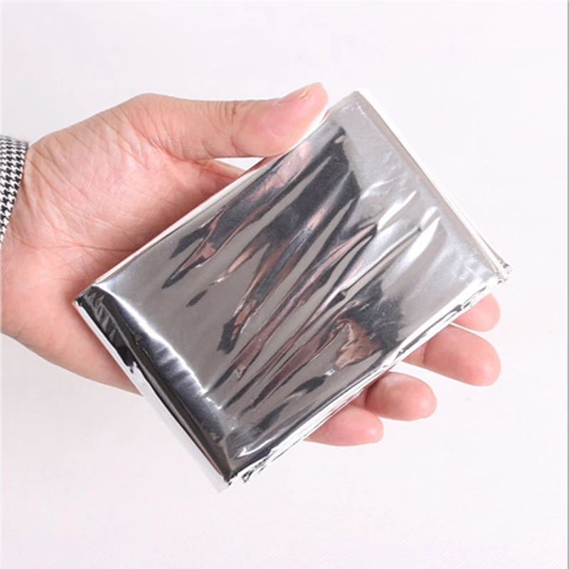 10pcs Water Proof Emergency Survival Camping Survival Sport Rescue Blanket Foil Thermal Space First Aid Sliver Curtain Outdoor