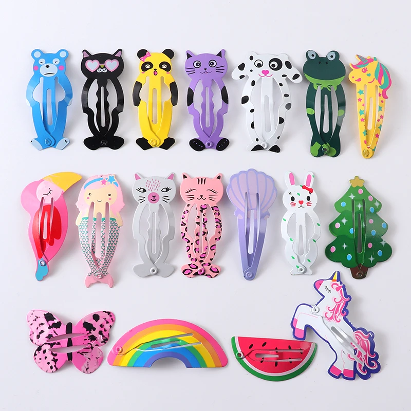 New Girls Cartoon Pattern Hairpins Cute Animal Rainbow Sweet Hair Clips Kids BB Clips Hair Accessories Fashion Barrettes Gift