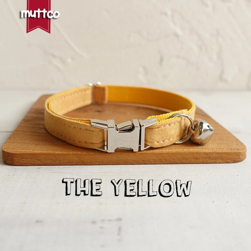 MUTTCO Retailing handmade durable cat collar THE YELLOW customized cat collar delicate Safety Casual Nylon Collar 2 sizes UCC077