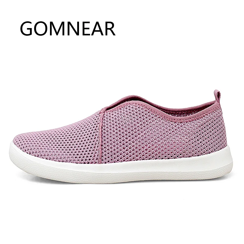 GOMNEAR Fashion Slip On Women Casual Shoes Breathable Summer Flats Shoes Mesh Woman Loafers Light Walking Shoes Sneakers Female