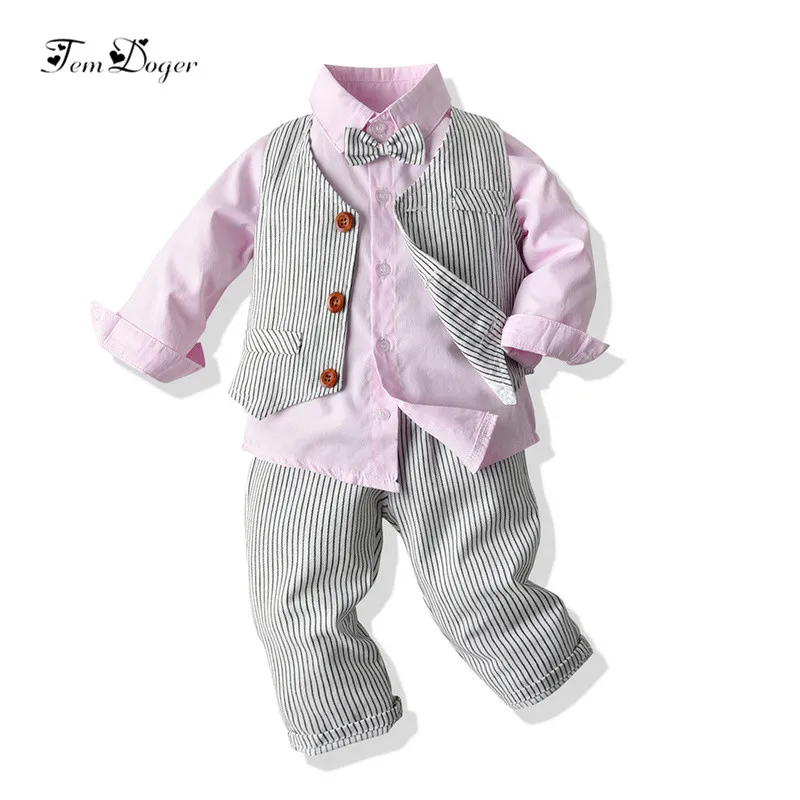 Tem doger baby boy long-sleeved clothing top+pants+vest 3pcs sport suit children's clothes set newborn bebes outfits clothing