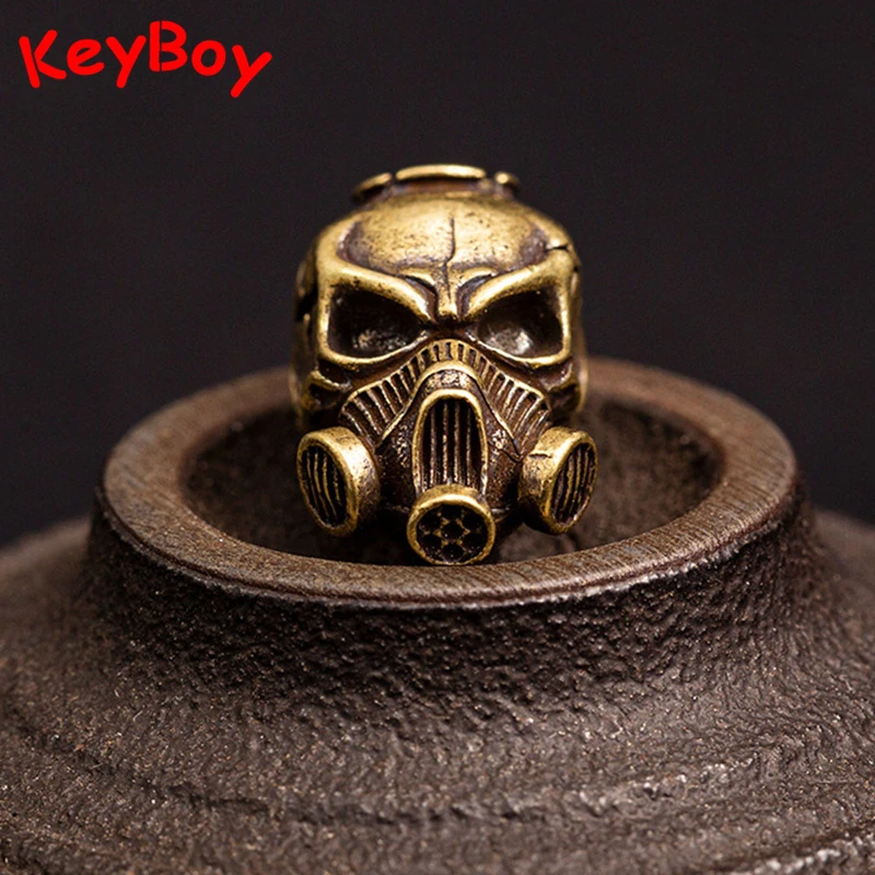 Punk Skull Head Protective Mask Brass Knife Bead DIY Keychain Hanging Jewelry Accessory Leather Bag Umbrella Rope Beads Pendants