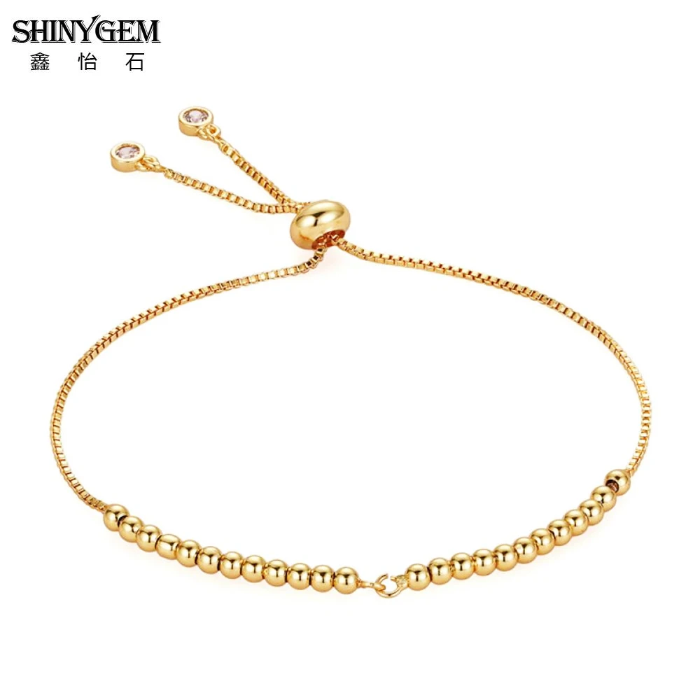 

ShinyGem Gold Plating Charms Adjustable 3mm Bead Chain Bracelet Connector Handmade Bangles Anklet For Women Jewelry Making