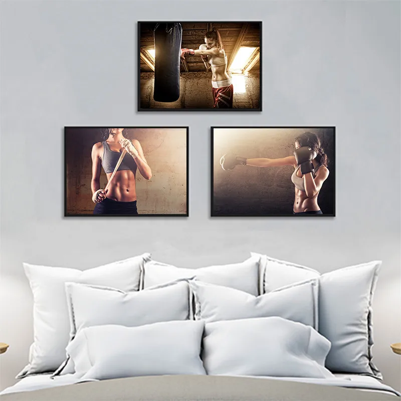 Bodybuilding Female Model Photography Art Prints White Coated Paper Poster Muscle Body Exhibition Wall Picture Boxing Home Decor