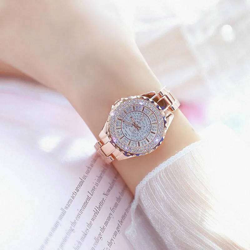 Top Brand Fashion Ladies Rhinestone Watch Women Quartz Watch Women\'s Wrist Watches Female Dress Clock Xfcs Relogio Feminino