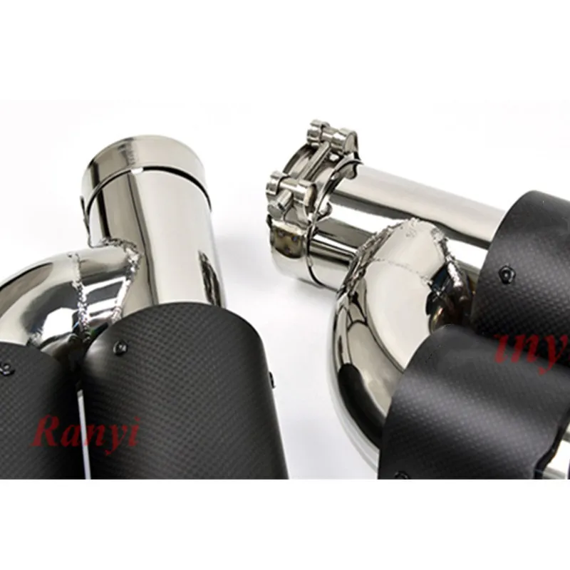 2 PCS Car exhaust pipe H Model Carbon Exhausts Dual End Tips for B MW BENZ AUDI VW Exhaust Dual Muffler Pipes Tail Tips