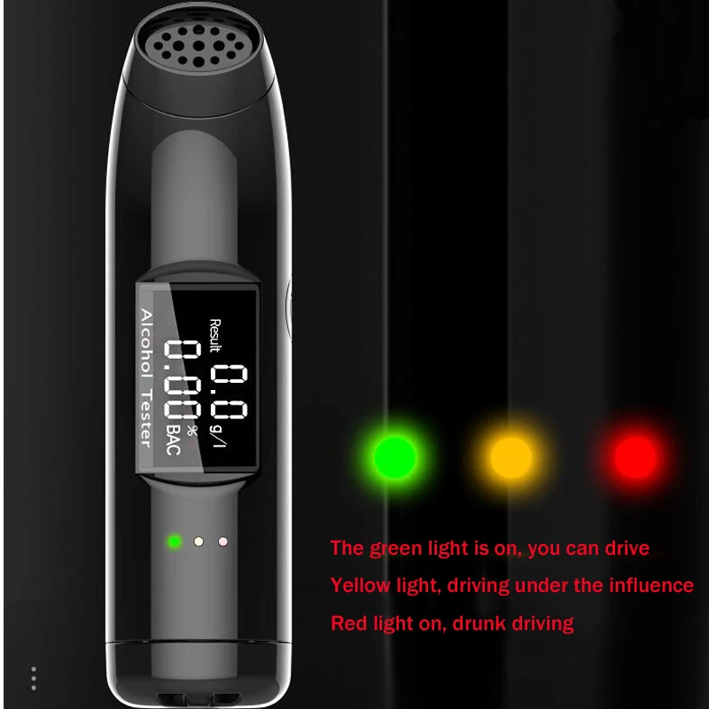 Digital Alcohol Tester Breath Analyzer Test Tool Portable High-precision Breath Tester USB Charging