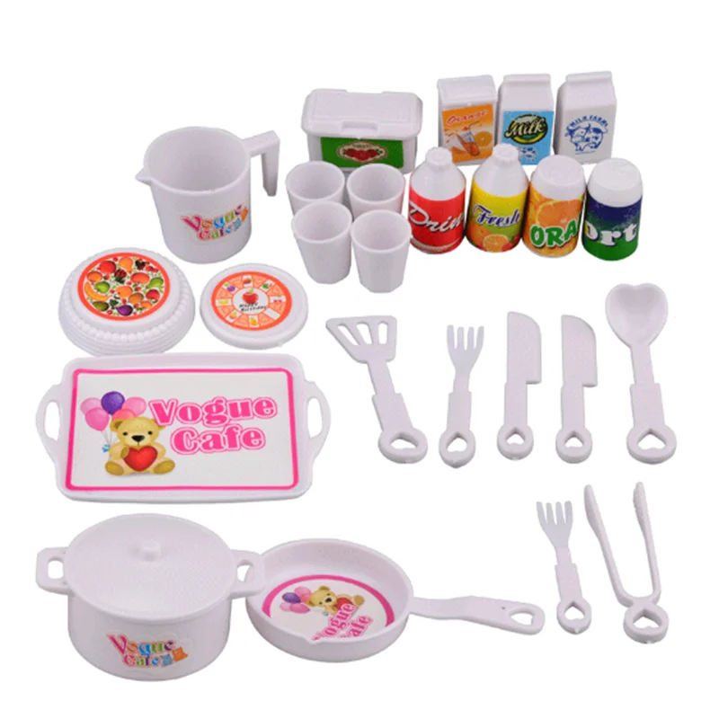 Mini Foods 25 Items/Lot Miniature Kids Toys Kitchen Tools Things For Barbie DIY Game Best Christmas Birthday Present Gift Girl