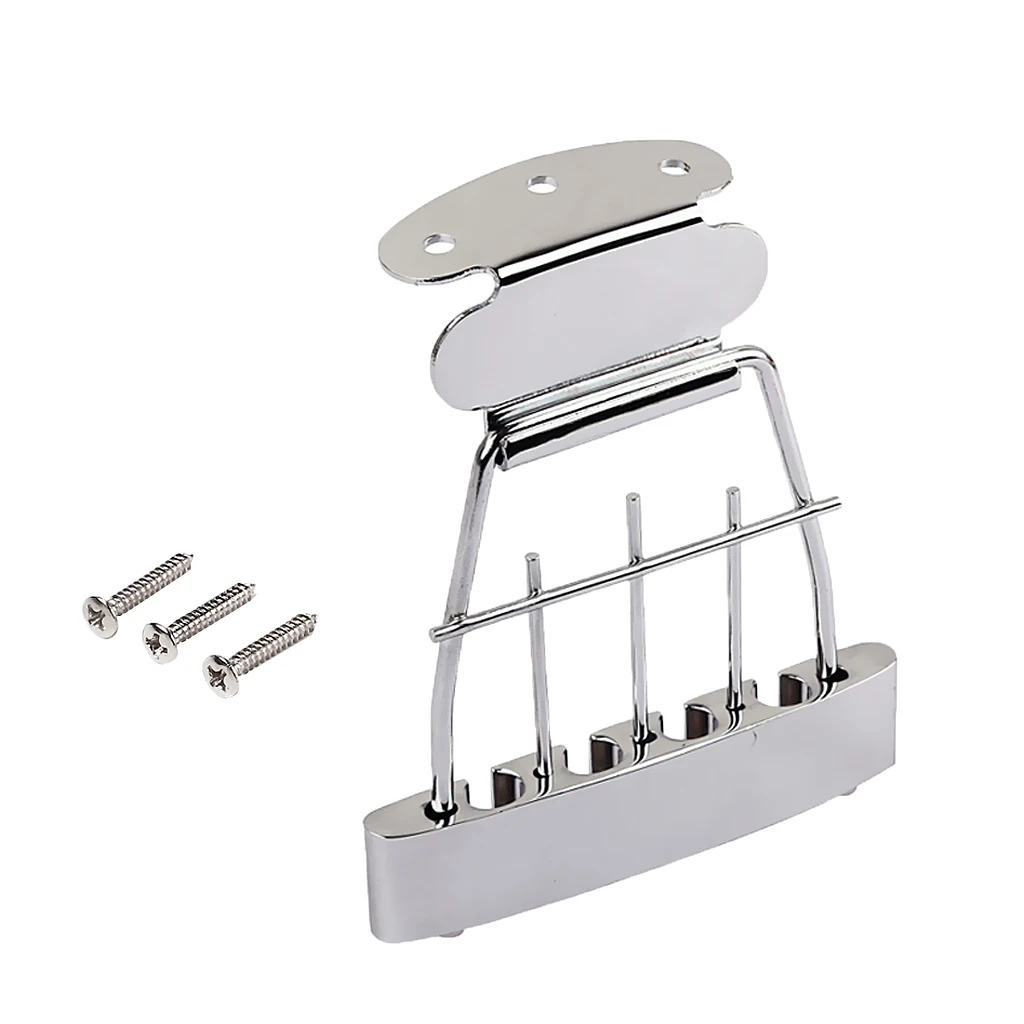 Semi Hollow Bass Guitar Tailpiece Bridge For 4 String Bass Acessory Chrome