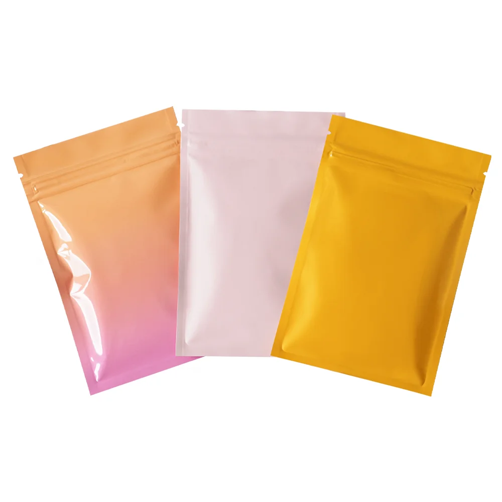 Double-Sided Color Resealable Food Safe Ziplock Flat Pouches Smell Proof Aluminum Foil Zip Lock Plastic Package Bags 50 100pcs