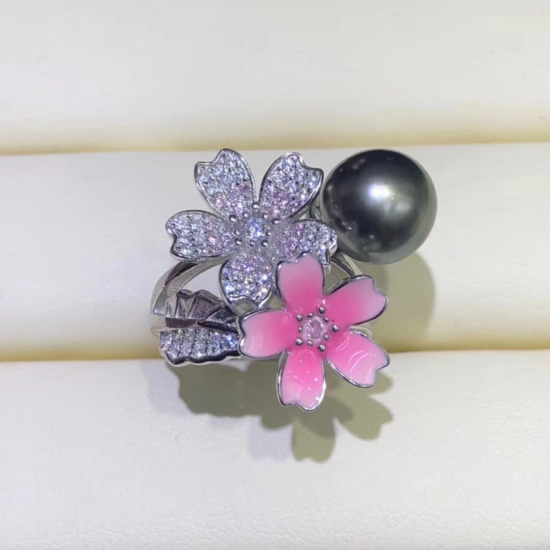 

Flower 925 Sterling Silver Adjustable Free Size Ring Settings Findings Mountings Parts for Pearl Corals Jade Crystal Agate