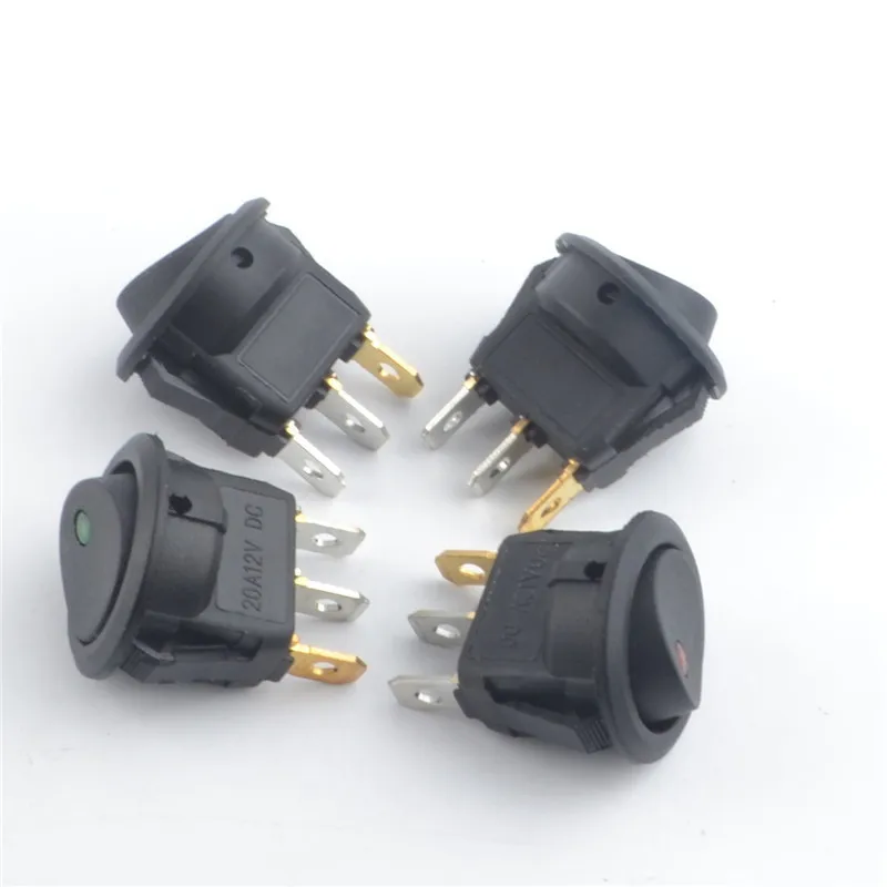 4Pcs  Car 12V / 220V 3 Pin 4 color each  cat\'s eye Round Rocker Dot Boat LED Light Toggle Switch SPST