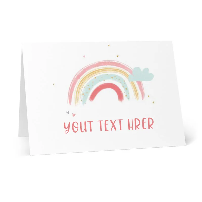 6pcs/set Cartoon Rainbow Customized Greeting Cards All Occasions Custom Text Name Seating Place Cards for Tables with Envelopes