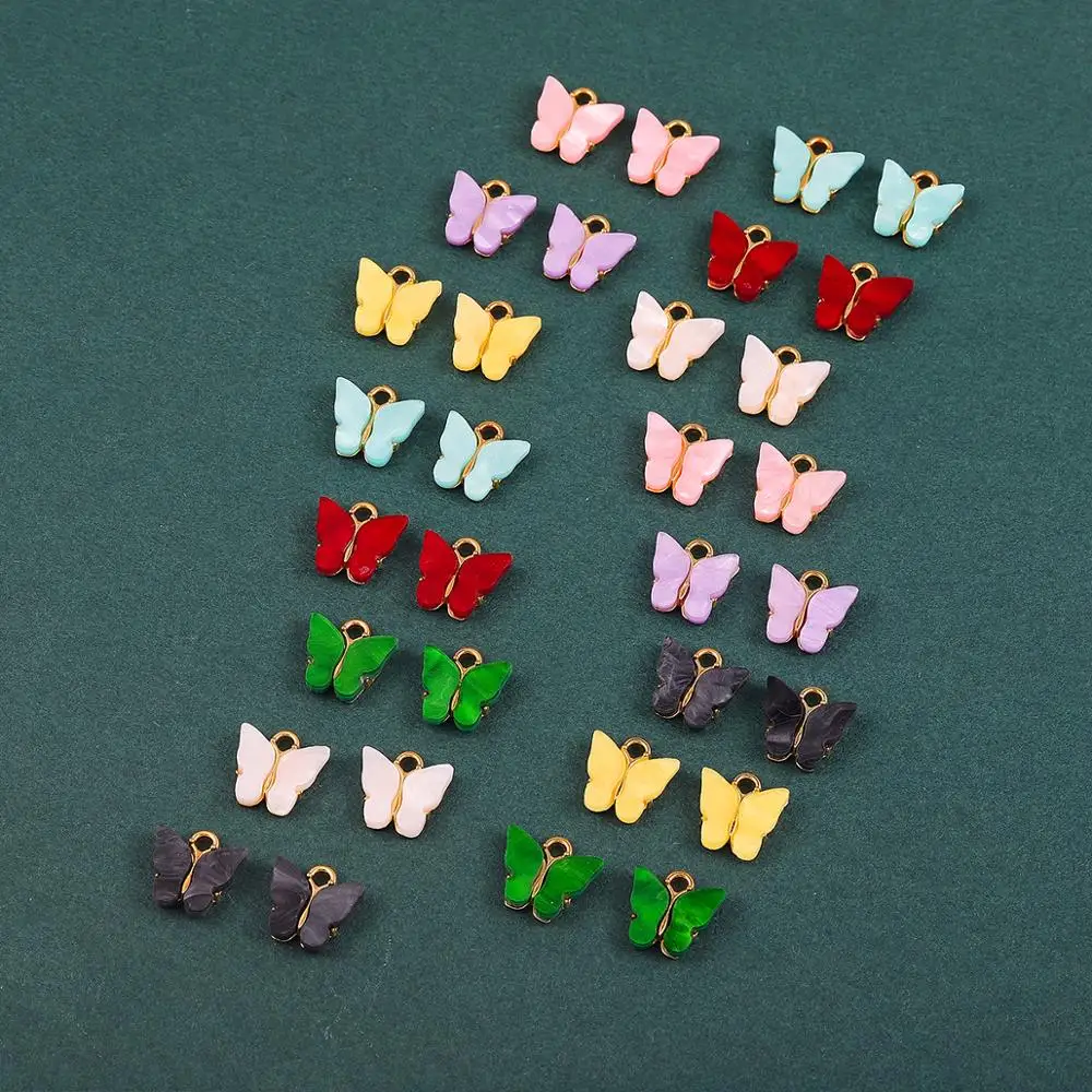 4-10Pcs/set Multicolor Acrylic Butterfly Jewelry Accessories Pendant Charm for Jewelry Making DIY Earrings Necklaces Bracelets