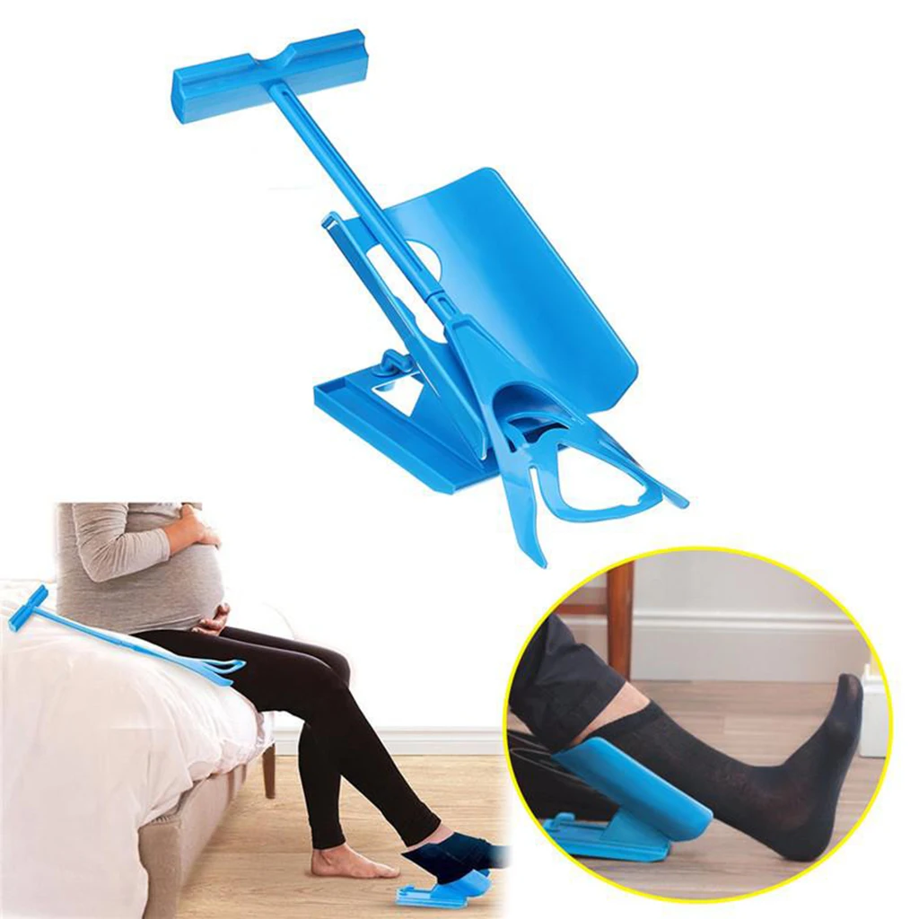 1pcs Sock Slider Aid Blue Helper Kit No Bending Shoe Horn Suitable For Socks Foot Brace Support Helps Put Socks On Off