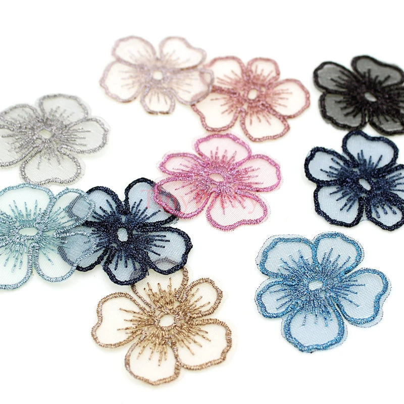 10pcs Embroidered 5-petal Flower Applique Patches Vintage Embroidery Flower Petals DIY Craft Supplies Handmade Hair Jewelry