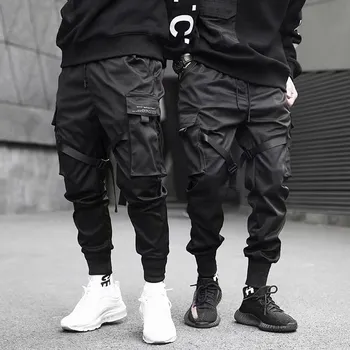 Wstążki Harem Joggers Mężczyźni Cargo Spodnie Streetwear 2024 Hip Hop Casual Pockets Track Pants Męskie Harajuku Fashion Trousers