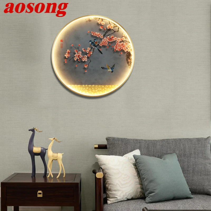 

Светодиодный современный настенный светильник AOSONG, круглая лампа в виде цветка, креативное украшение для дома