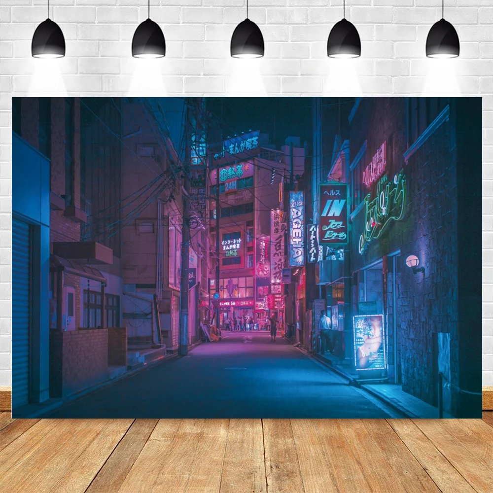 

Yeele Night Japan Street Landscape Light Photocall Photography Backdrop Photographic Personalized Backgrounds For Photo Studio