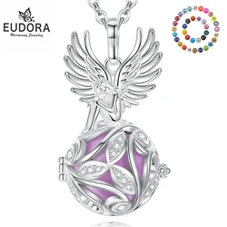 Eudora Harmony 18mm Angel Paved-crystal Locket Cage With Angel Caller Colorful Ringing Chime Ball Pendant Pregnancy Mom Jewelry