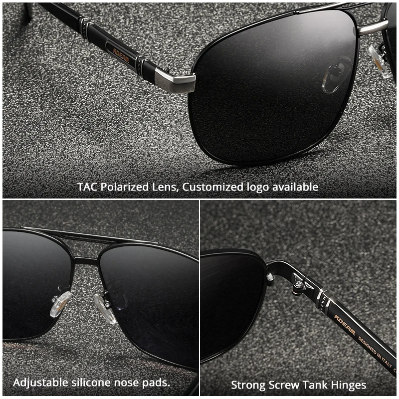 KDEAM Luxury Aluminum And Magnesium Men\'s Sunglasses Square Polarized Glasses Outdoor Goggles UV400 Customized Your Own Logo