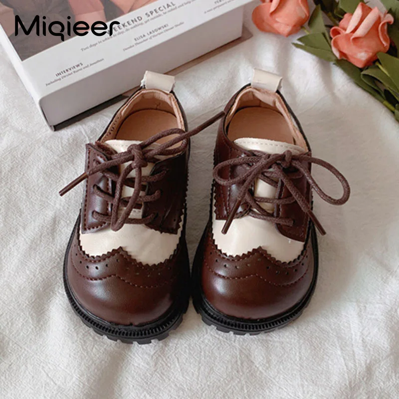 Spring Autumn Kids Boys Leather Shoes Baby Girls British Style Anti Skid Fashion Flower Girl Ring Bearer Children Casual Shoes