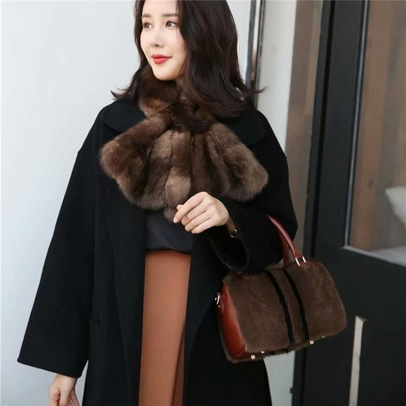 IANLAN Luxury Womens Real Mink Fur Shoulder Bags Ladies Fashion Wristlets Bags Genuine Cowhide Handbags IL00568