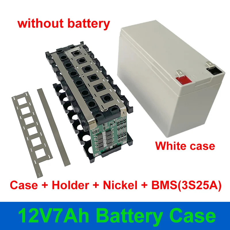 12V 7Ah Batterij Case Fit 21Pcs 18650 Cellen 12V7Ah Lege Doos 3*7 Houder 3S25A Bms Nikkel strip Opbergdoos Voor Diy Batterij