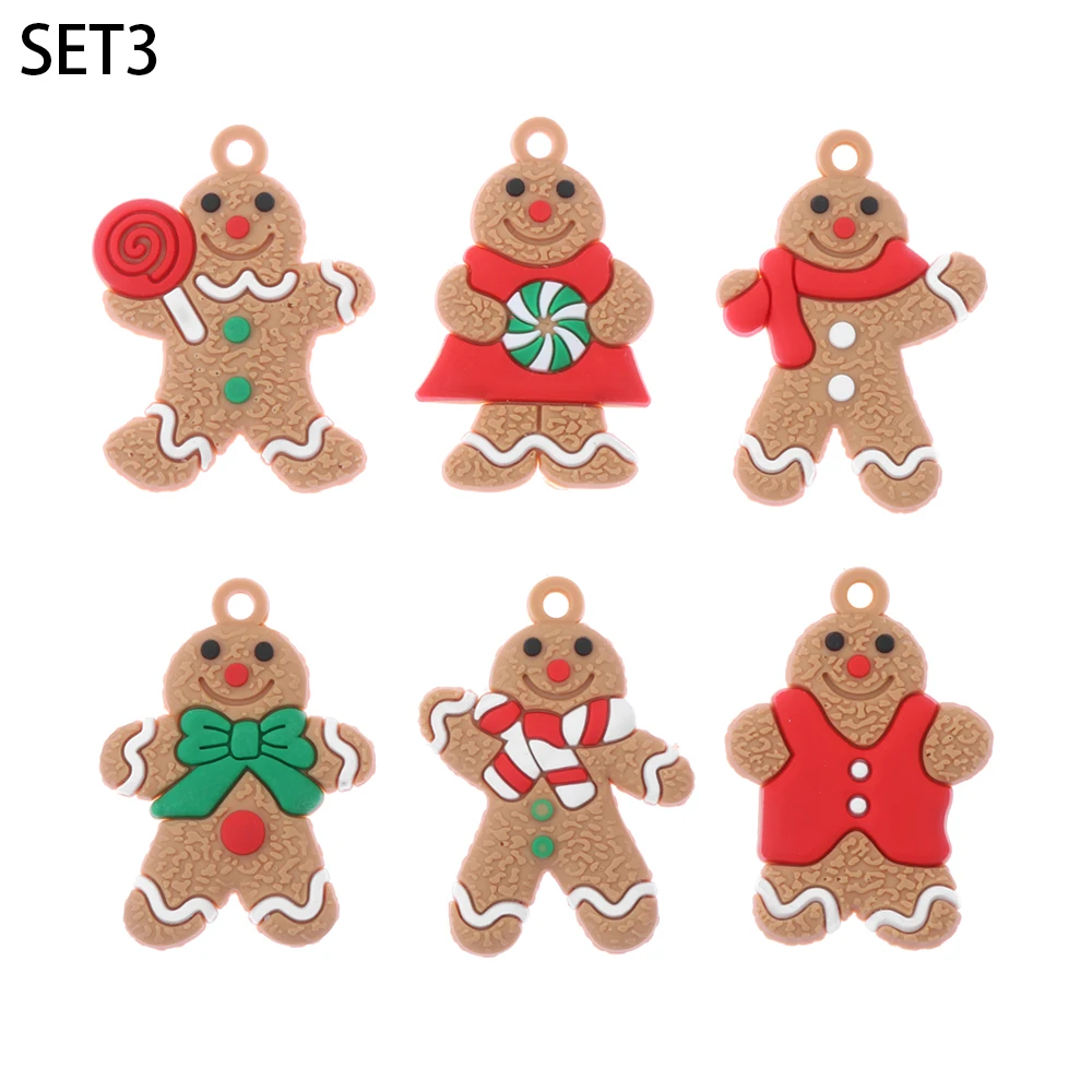 12pcs Big Sale! Gingerbread Man Christmas Tree Ornaments Xmas Soft PVC Gifts Living Room Decorating Festival Home Decoration