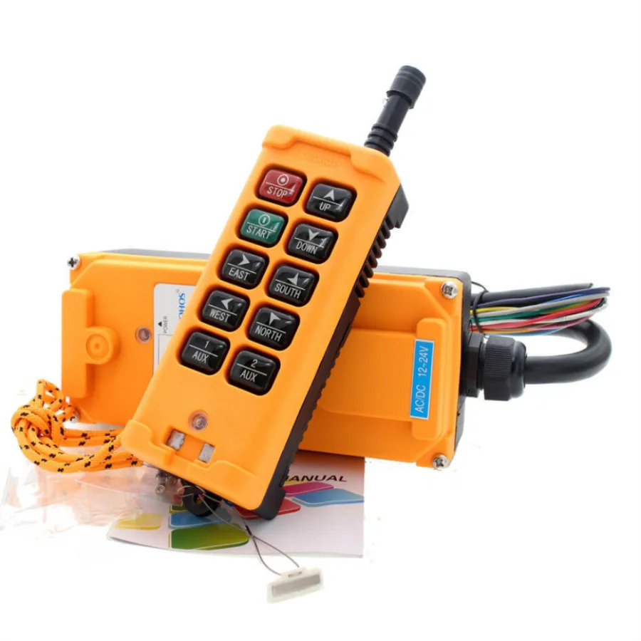 

HS-10 Industrial wireless Crane Radio Remote Control System 1 Transmitter 10 Channels 1 Speed Control Hoist OBOHOS Remote Switch