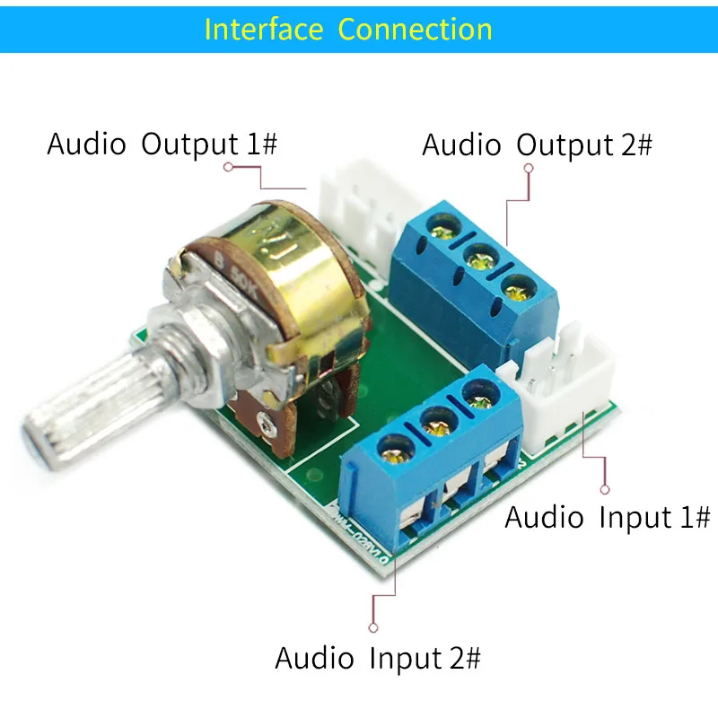 UNISINA Audio control board with B50k type Potentiometer Sound volume adjustor 2.0 channel 3pin 2.54 adaptor module for amplfier