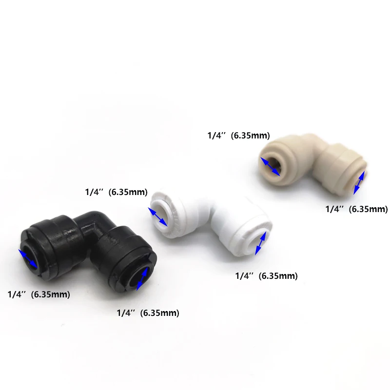 20 Stuks Quick Connectors Plastic Onderdelen 1/4 Elleboog Union L Vorm Fitting Voor 6.35Mm Waterslang Miting Spuit