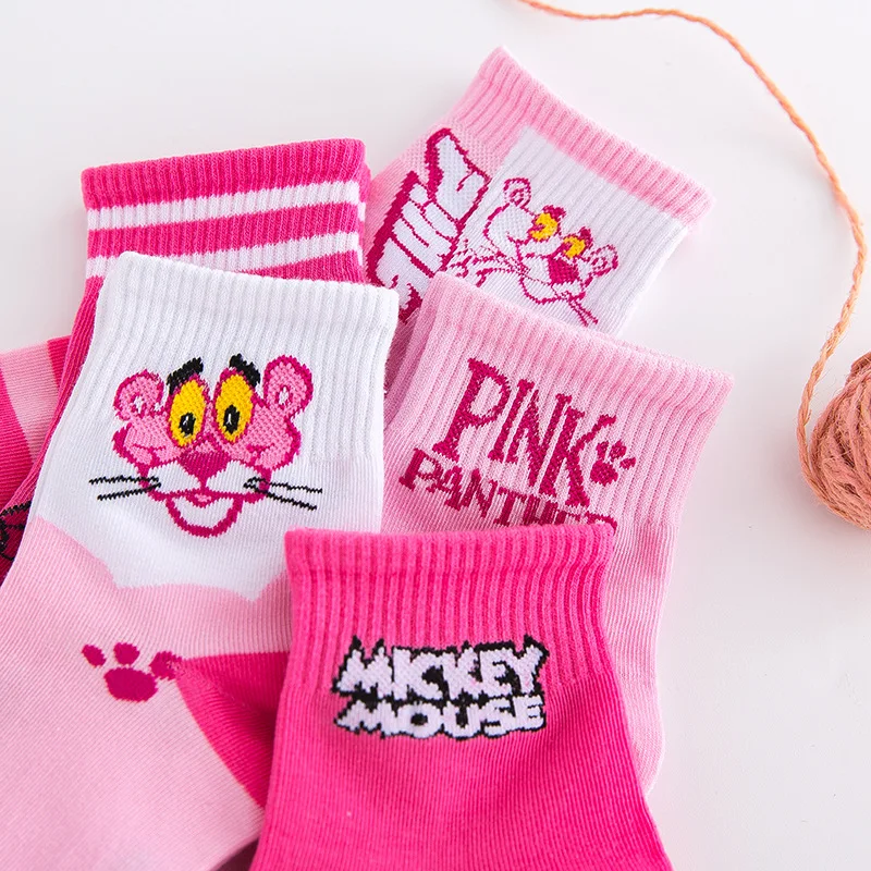 Anime Figure 5 paia/lotto calzini Disney Mickey Minnie Mouse calzino Cartoon Baby Sock per ragazze calzini antiscivolo in cotone per bambini Kid